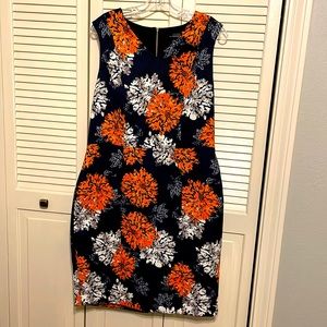 Fitted floral dress, zip up, size 12